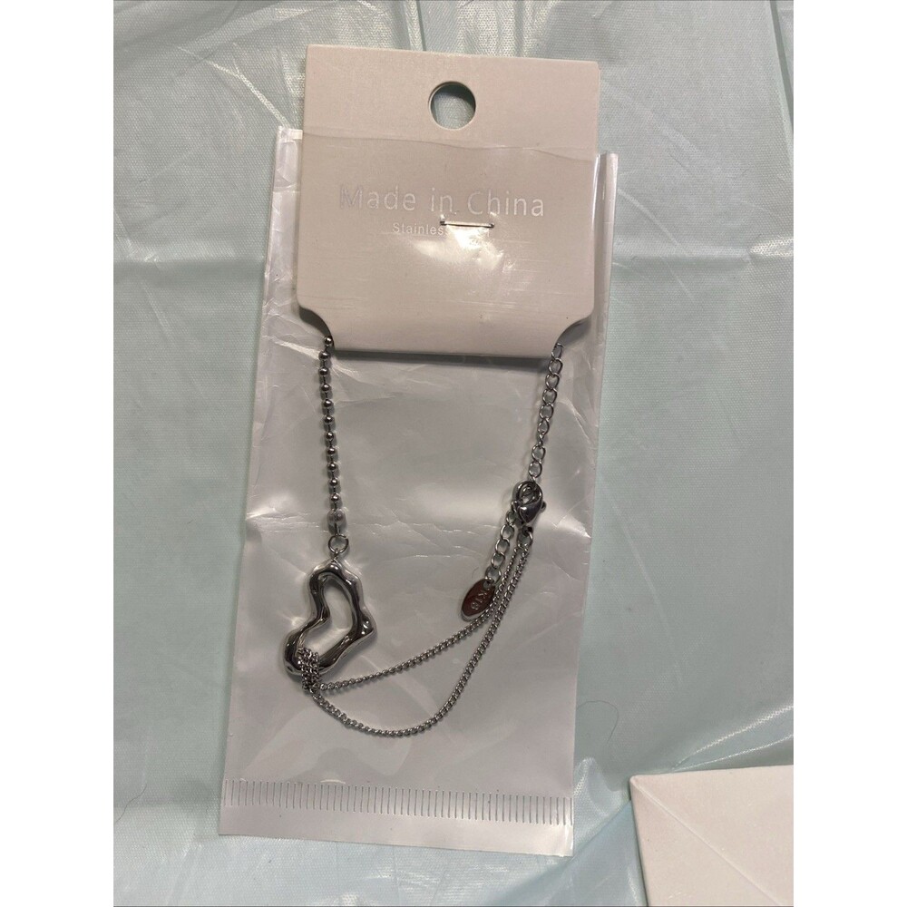 Stainless Steel Unique Heart Bracelet for Women Silver Colored New With Box
